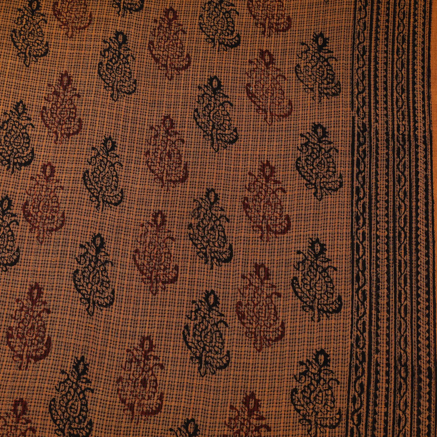 Tela de Algodón Estampada en Bloques – Naranja (Bagh). 2
