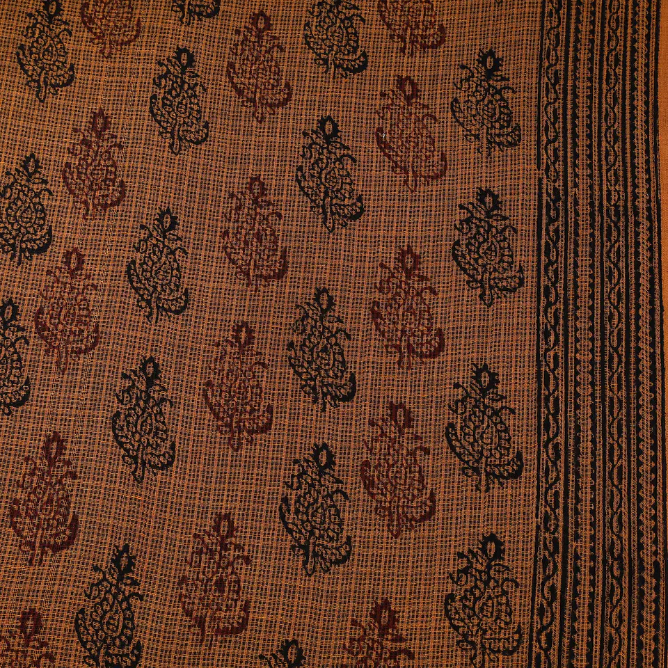 Tela de Algodón Estampada en Bloques – Naranja (Bagh). 2
