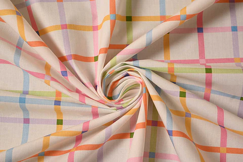 Popelina de Algodón Estampada a Cuadros – Multicolor