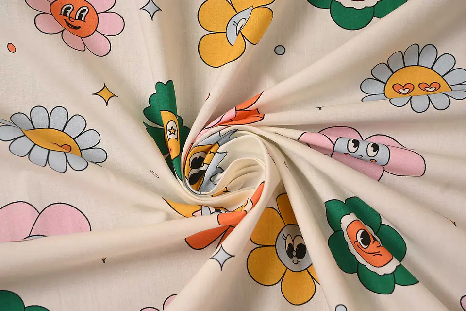 Popelina de Algodón Estampada – Blanco 1