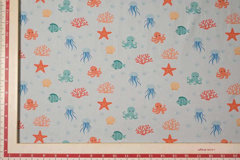 Popelina de Algodón Estampada – Azul Cielo 2