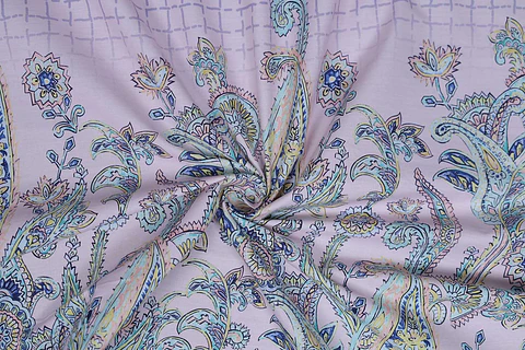 Popelina de Algodón Estampada – Paisley Floral Malva