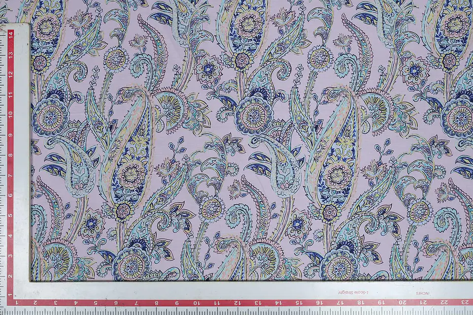 Popelina de Algodón Estampada – Paisley Floral Malva 2