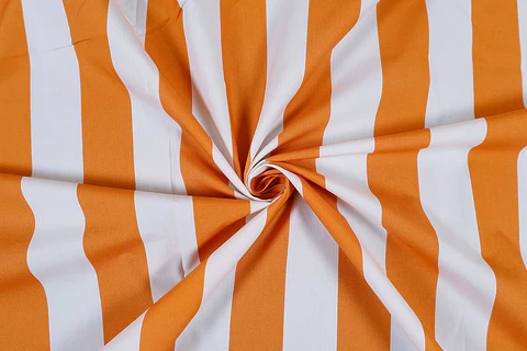 Popelina de Algodón Estampada – Naranja y Blanco