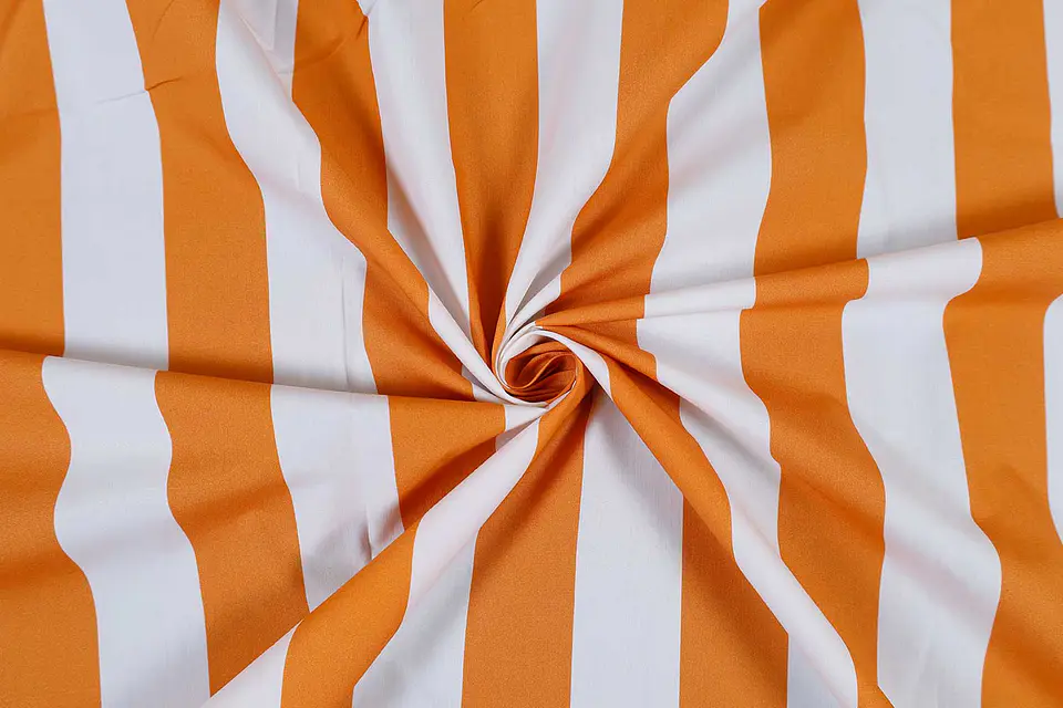 Popelina de Algodón Estampada – Naranja y Blanco 1