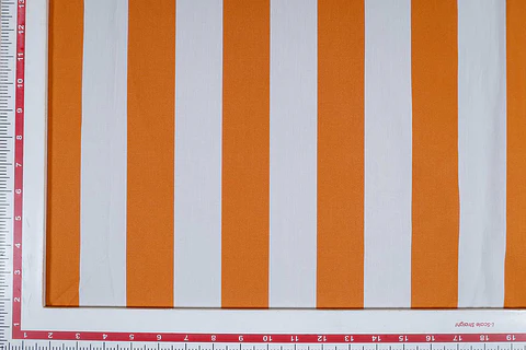 Popelina de Algodón Estampada – Naranja y Blanco