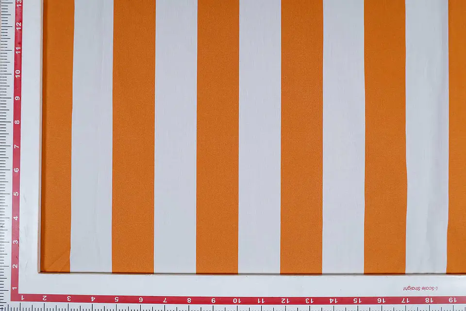 Popelina de Algodón Estampada – Naranja y Blanco 2