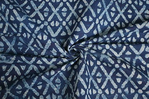Popelina de Algodón Estampada – Azul Índigo