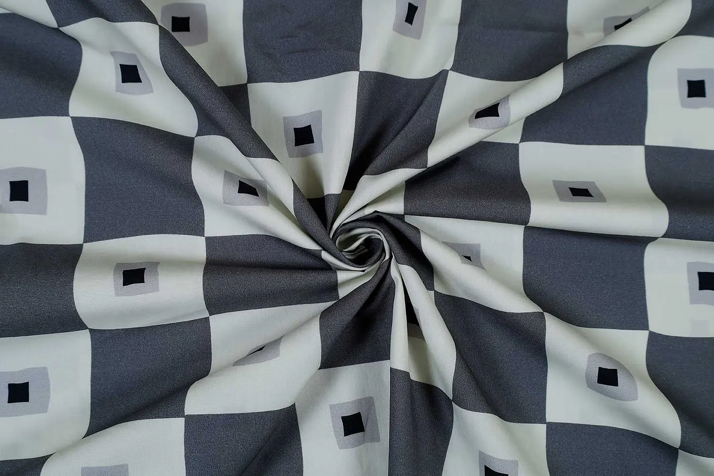 Popelina de Algodón Estampada – Gris y Crema 1