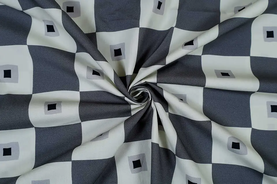 Popelina de Algodón Estampada – Gris y Crema 1
