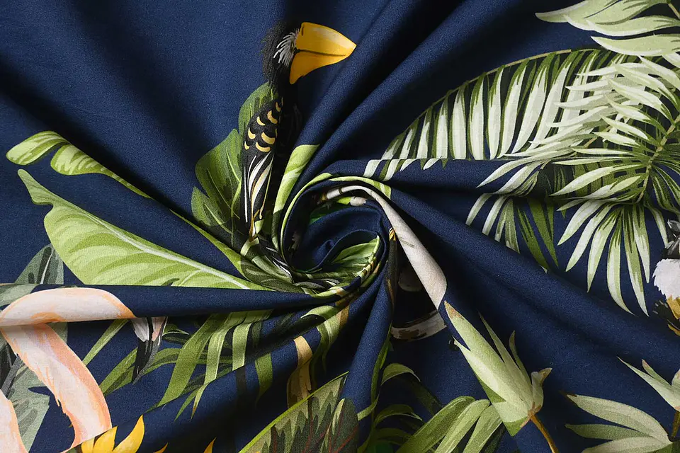 Popelina de Algodón Estampada – Azul Marino 1