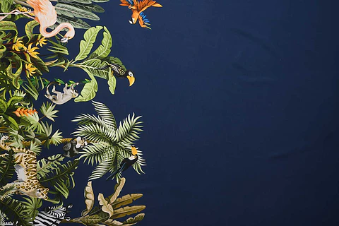 Popelina de Algodón Estampada – Azul Marino