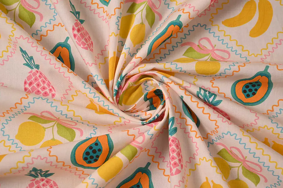 Popelina de Algodón Estampada – Blanco 1
