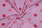 Popelina de Algodón a Lunares – Rosa Claro y Rojo - Miniatura 1