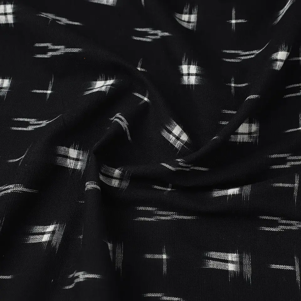 Pochampally Double Ikat de Algodón – Negro 1