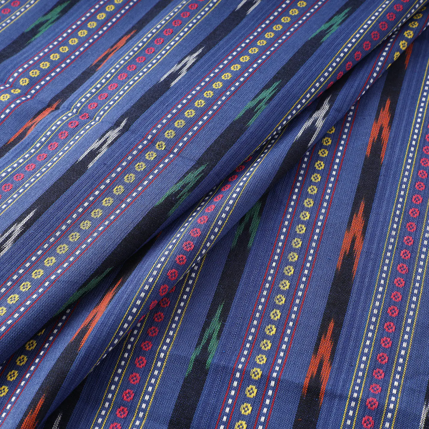 Ikat Pochampally Dabi de Algodón – Azul Geométrico 2