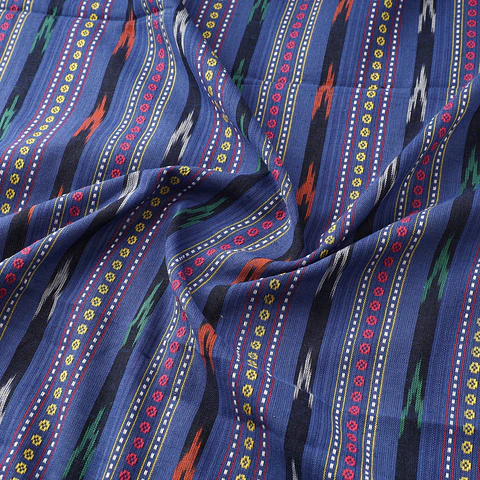 Ikat Pochampally Dabi de Algodón – Azul Geométrico