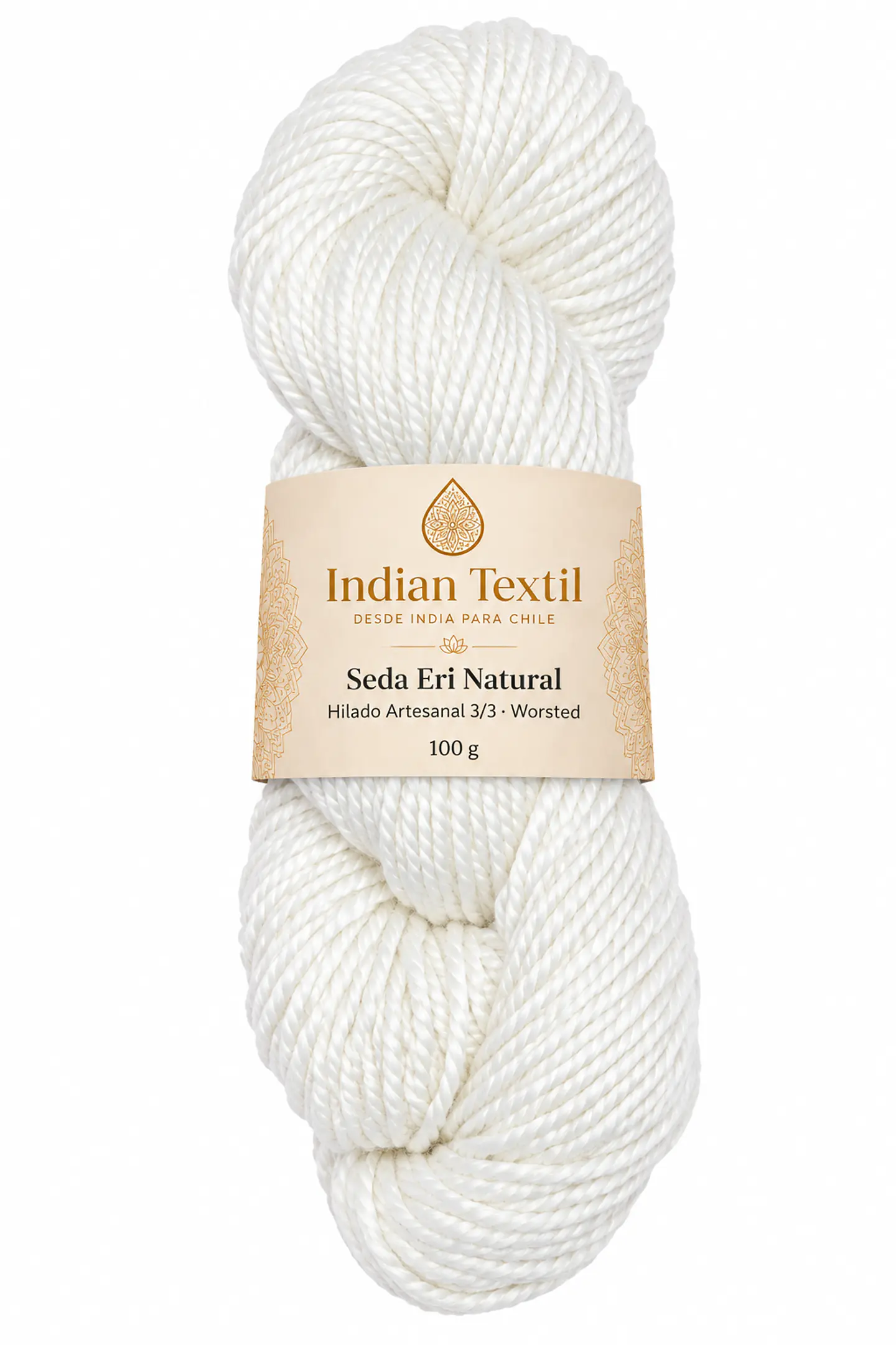 Seda Eri Natural – Hilado Artesanal 3/3 Worsted | 100 g 16