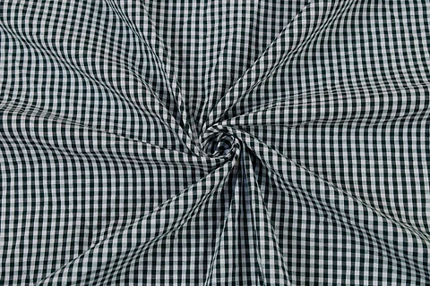 Algodón Cuadrillé Gingham Seersucker Verde y Blanco