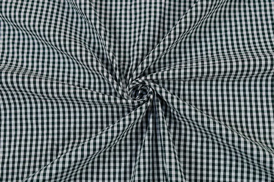 Algodón Cuadrillé Gingham Seersucker Verde y Blanco 1