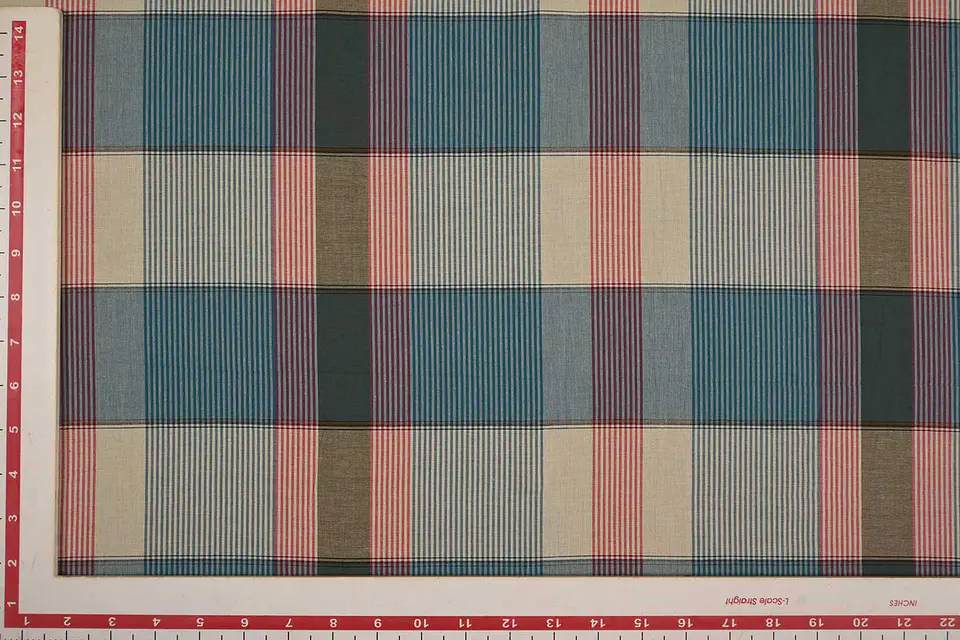 Algodón Cuadrillé Madras Rojo, Azul y Blanco 2