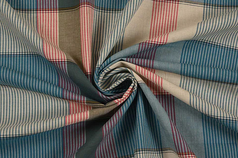 Algodón Cuadrillé Madras Rojo, Azul y Blanco