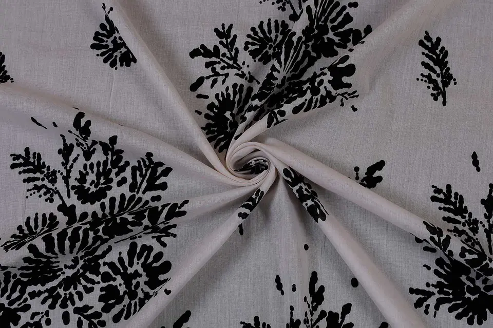 Algodón Mulmul Estampado Blanco y Negro 1