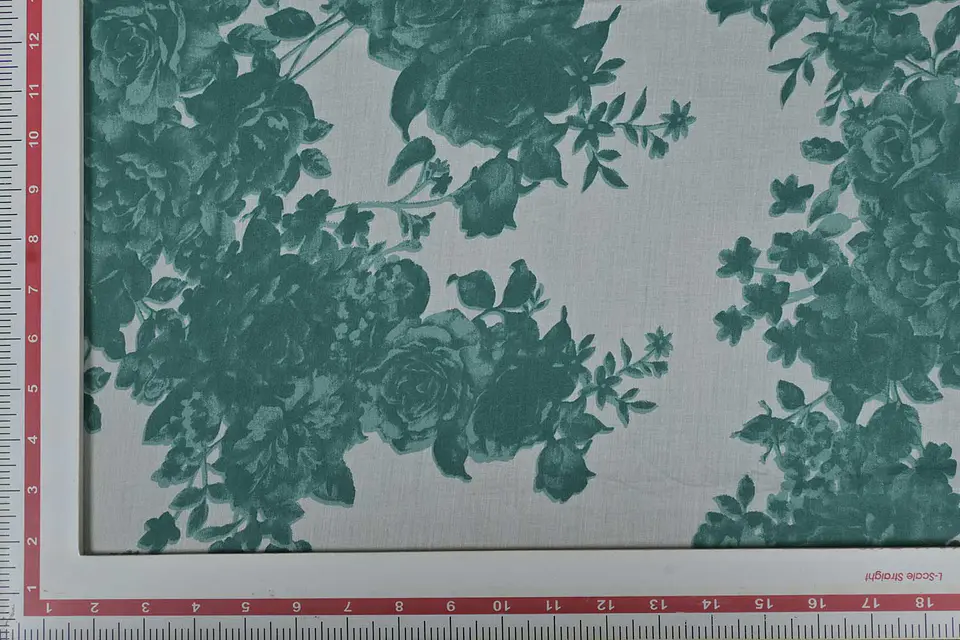 Algodón Mulmul Estampado Turquesa y Blanco 2