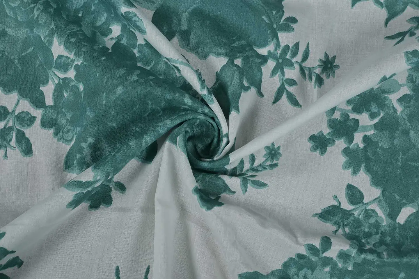 Algodón Mulmul Estampado Turquesa y Blanco 1