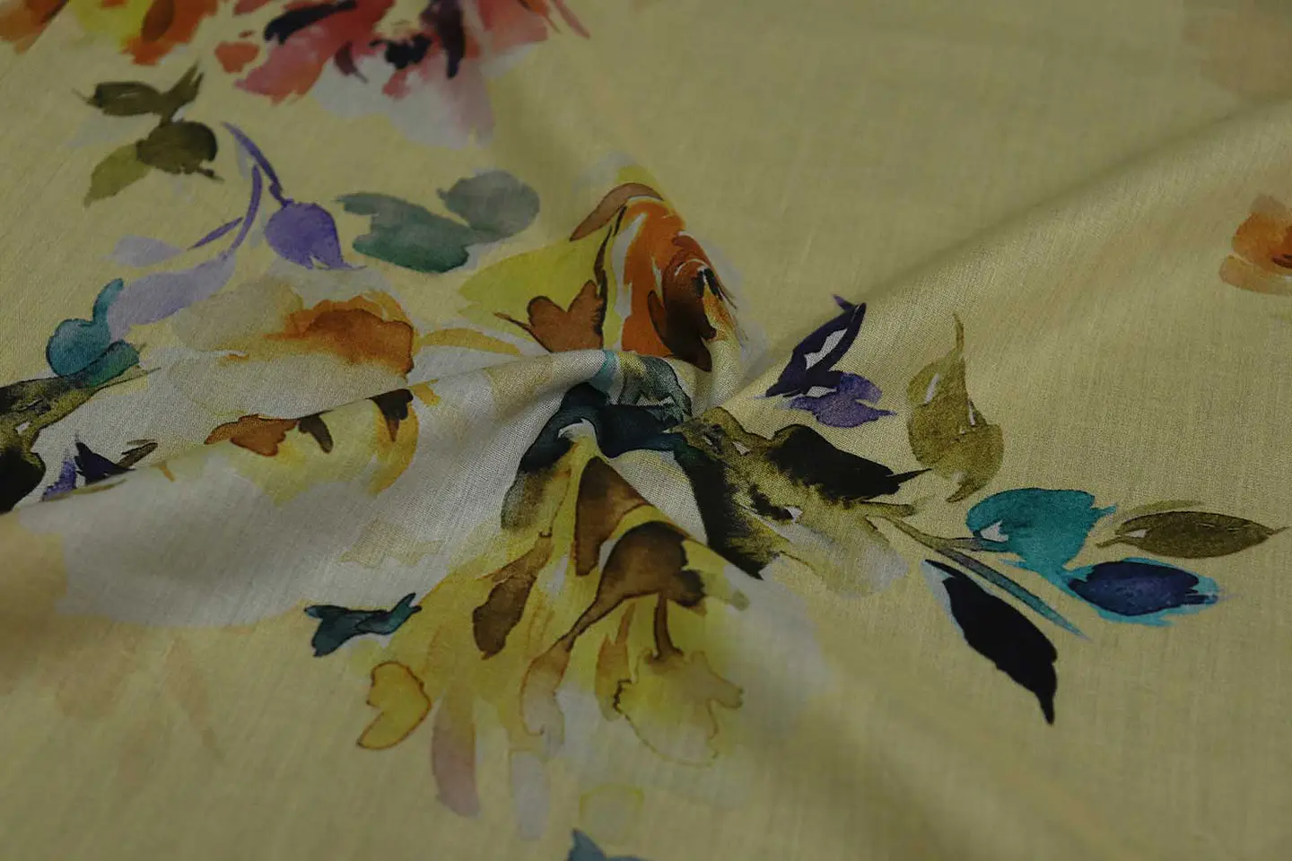Algodón Voile Estampado Amarillo Claro 1