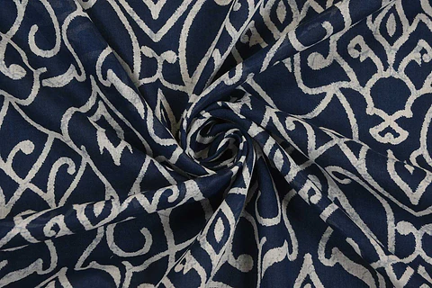 Algodón Voile Estampado Azul y Blanco