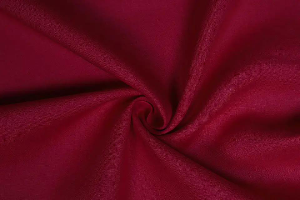 Tela de Lino 100% Natural Liso 60s – Rojo Brillante 1