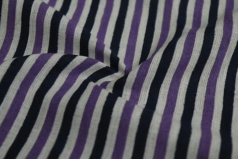 Tela de Lino 100% Natural Estampado – Blanco, Morado y Azul Marino