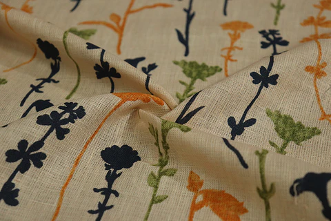 Tela de Lino 100% Natural Estampado – Multicolor Pastel