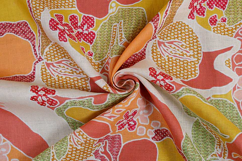 Tela de Lino 100% Natural Estampado – Mosaico de Colores