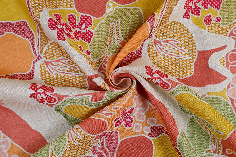 Tela de Lino 100% Natural Estampado – Mosaico de Colores 1