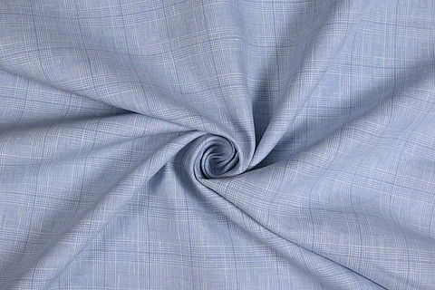 Tela de Lino 100% Natural a Cuadros 40s – Celeste Sastrero