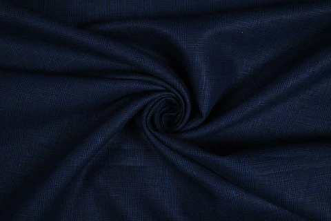 Tela de Lino 100% Natural a Cuadros 40s – Azul Marino Clásico