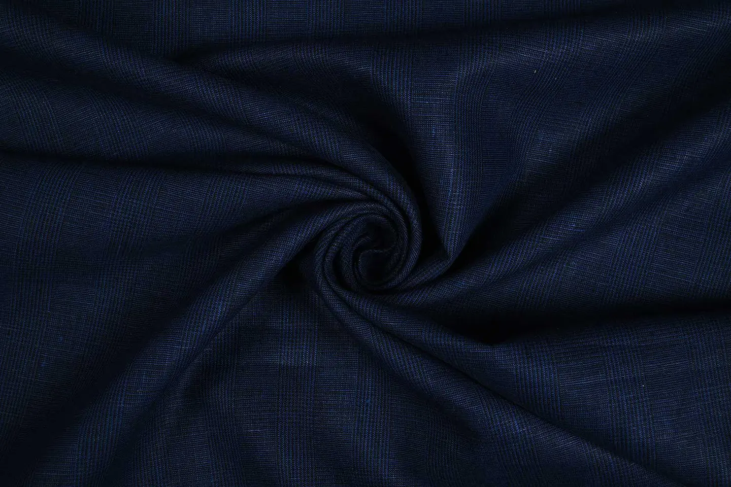 Tela de Lino 100% Natural a Cuadros 40s – Azul Marino Clásico 1