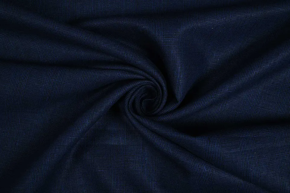 Tela de Lino 100% Natural a Cuadros 40s – Azul Marino Clásico 1
