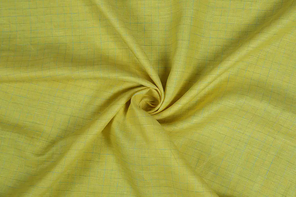 Tela de Lino 100% Natural a Cuadros – Amarillo Primavera 1