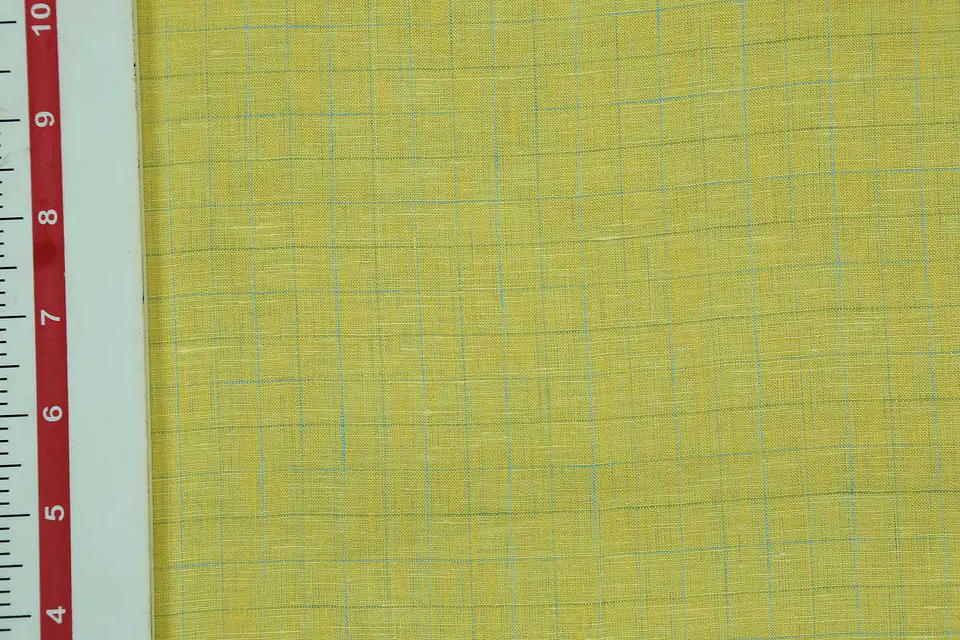 Tela de Lino 100% Natural a Cuadros – Amarillo Primavera 2