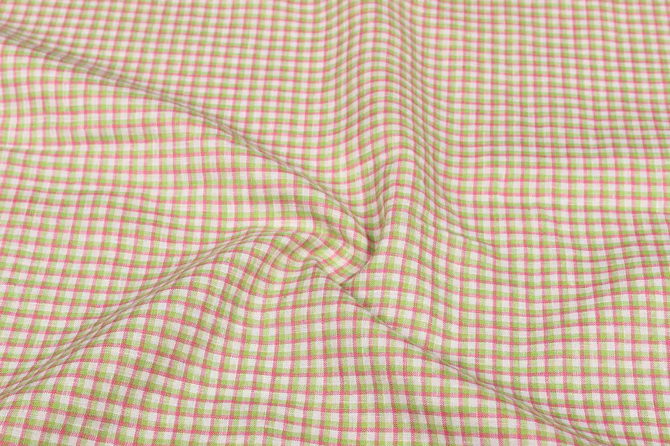 Tela de Lino 100% Natural a Cuadros – Multicolor Artesanal 1