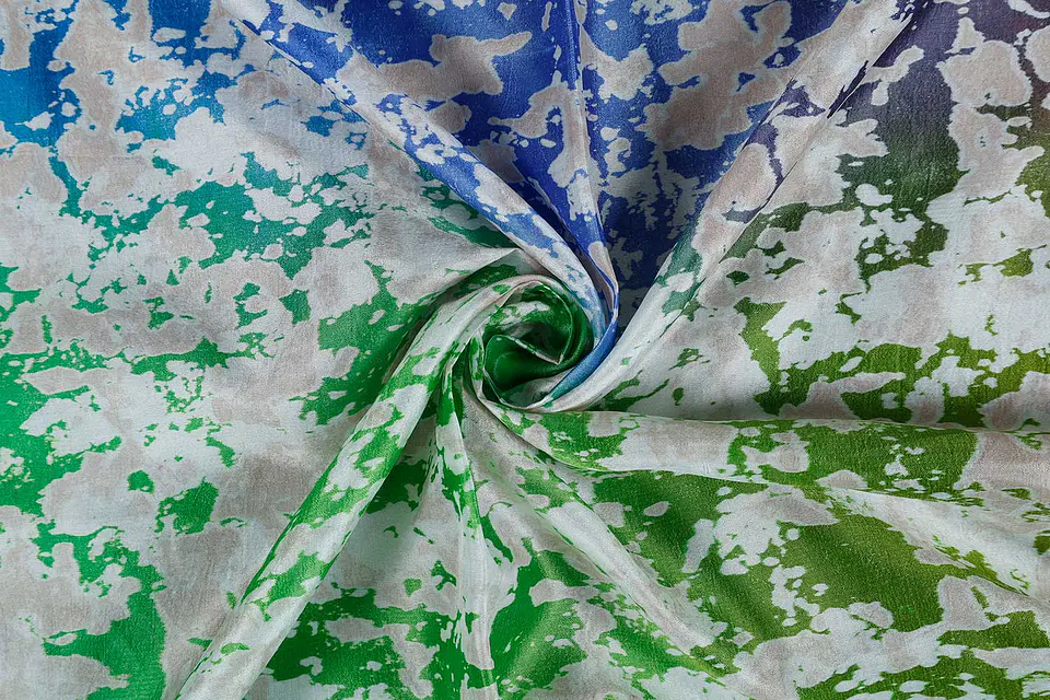 Tela de Seda Dupion 100% Natural Estampada en Bloques – Multicolor 1