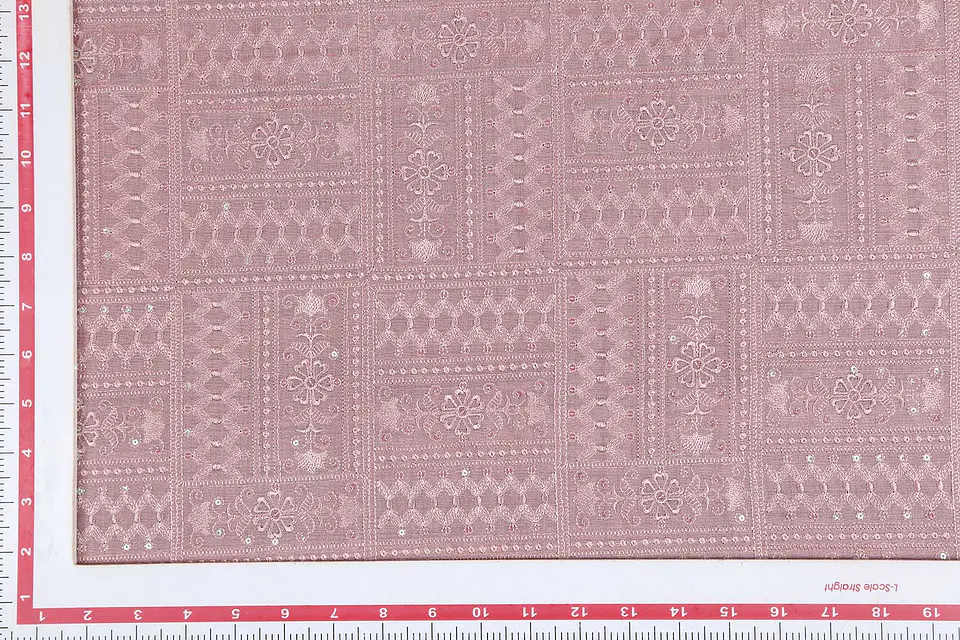 Tela de Seda Tussar 100% Natural Bordada – Rosa 2