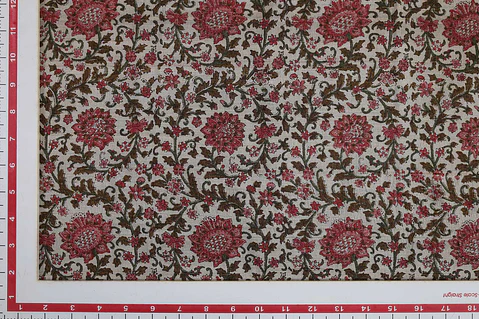 Tela de Seda Tussar 100% Natural Estampada en Bloques – Rosa y Verde