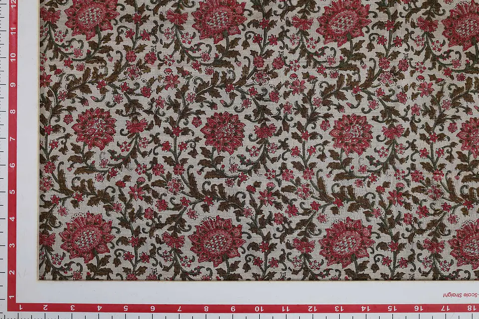 Tela de Seda Tussar 100% Natural Estampada en Bloques – Rosa y Verde 2