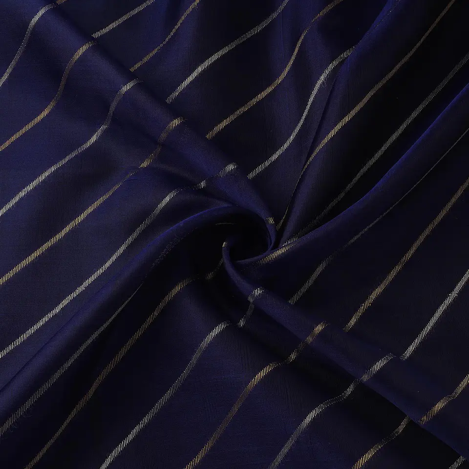 Tela Chanderi de Seda y Algodón con Motivos Zari — Azul 1