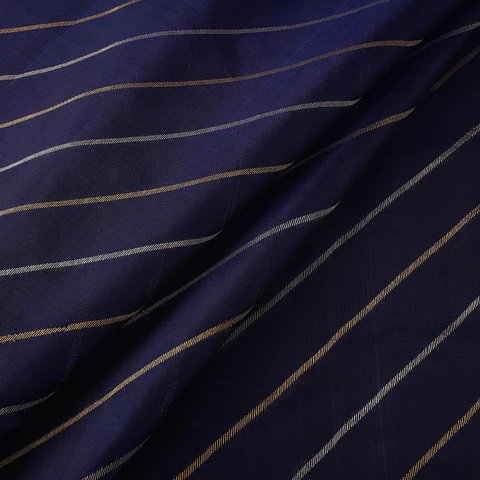 Tela Chanderi de Seda y Algodón con Motivos Zari — Azul