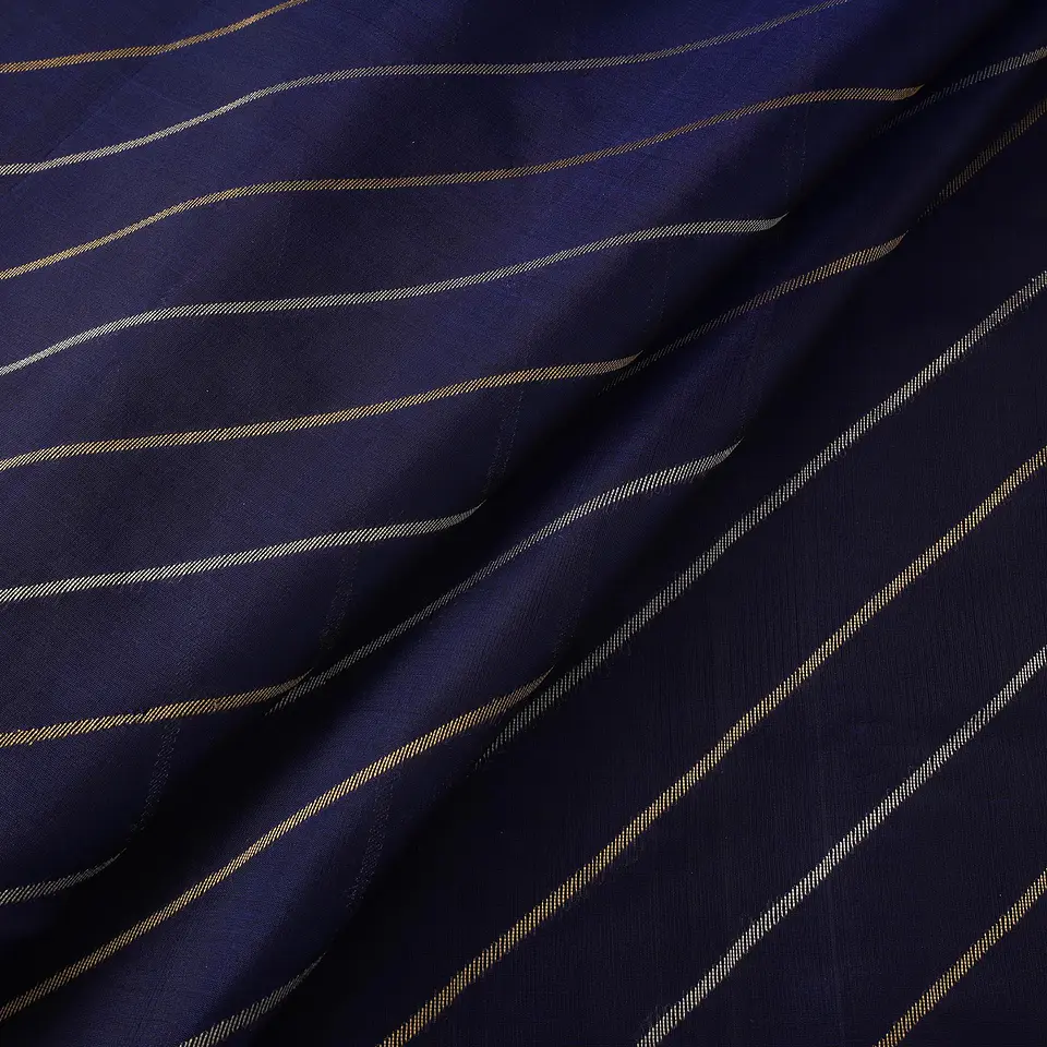 Tela Chanderi de Seda y Algodón con Motivos Zari — Azul 2
